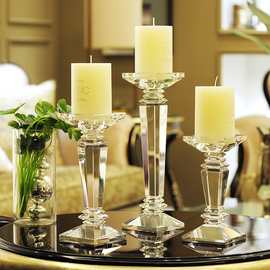 欧式金色水晶玻璃蜡烛台 浪漫婚庆婚礼餐桌烛台摆件 样板房软装