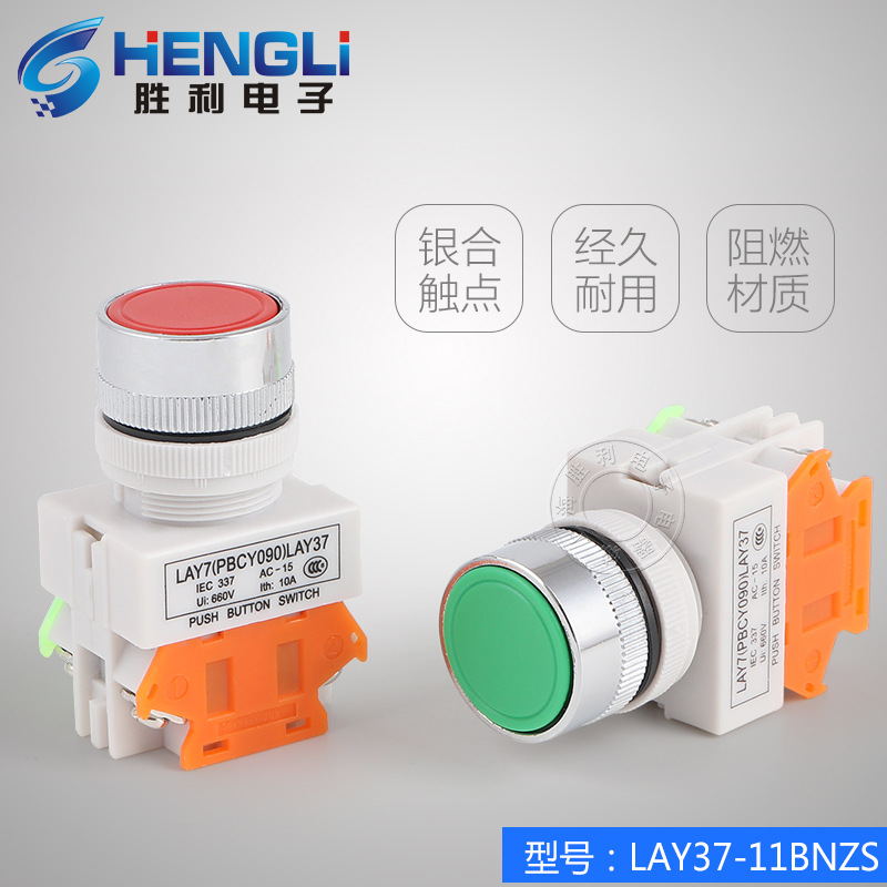 Y090(PBC)LAY37-11BNZS 平头按钮 带自锁开关