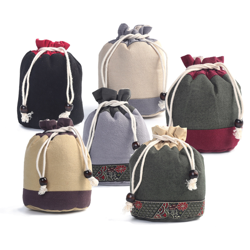 圆形快客杯茶具收纳袋 厂家直销 一壶两杯茶壶布包 logo可定