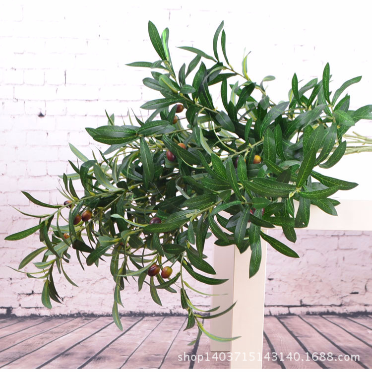 Artificial Wedding Decoration for Living Room, Bedroom, Dining Table, Hotel Use, Nordic Ins-Style Olive Branches with Fruit and Dense Olive Leaves