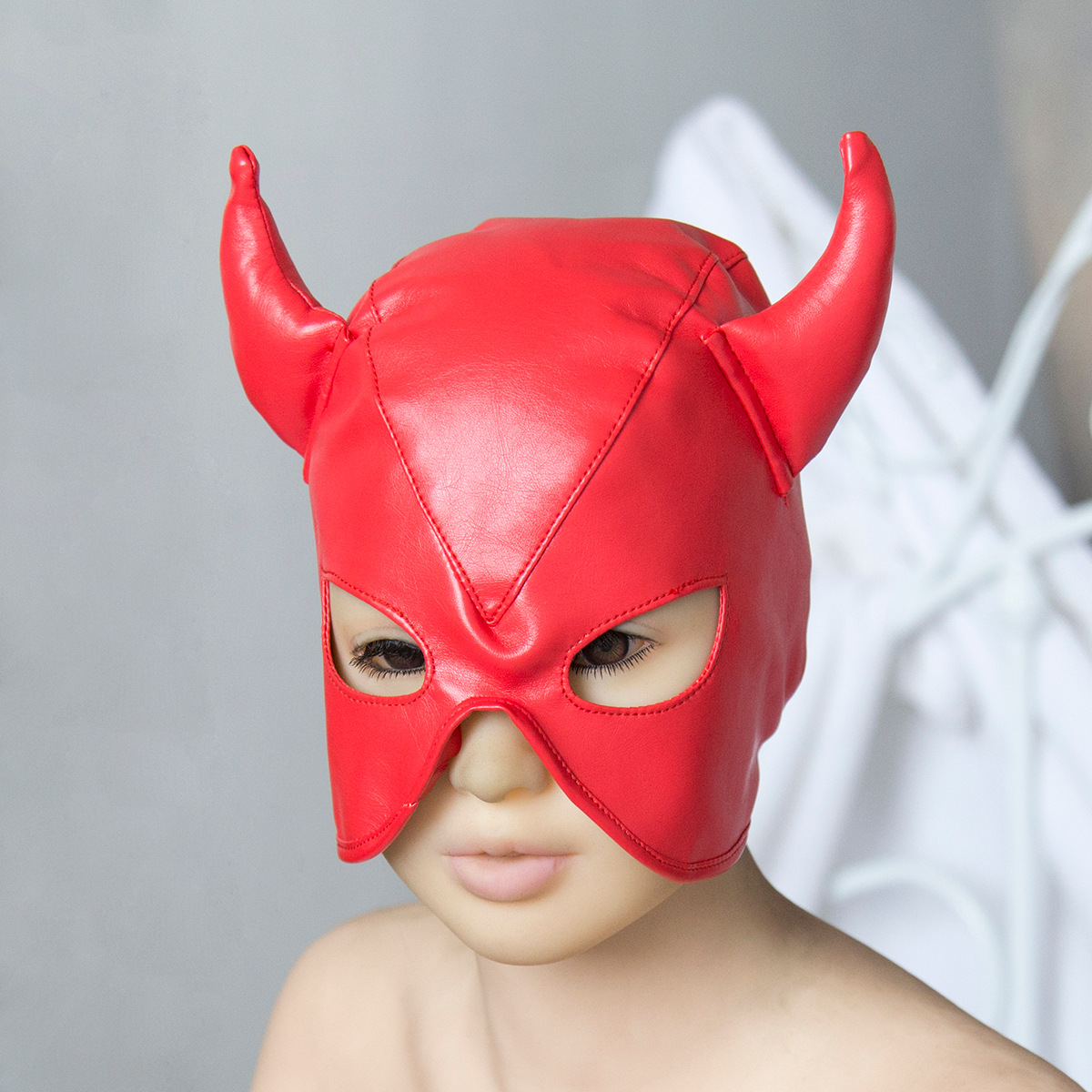Juguetes sexuales con forma de cuerno y cabeza con ojos y boca expuestos, juguetes para coquetear en pareja, disfraces para espectáculos de SM, accesorios masculinos image 3