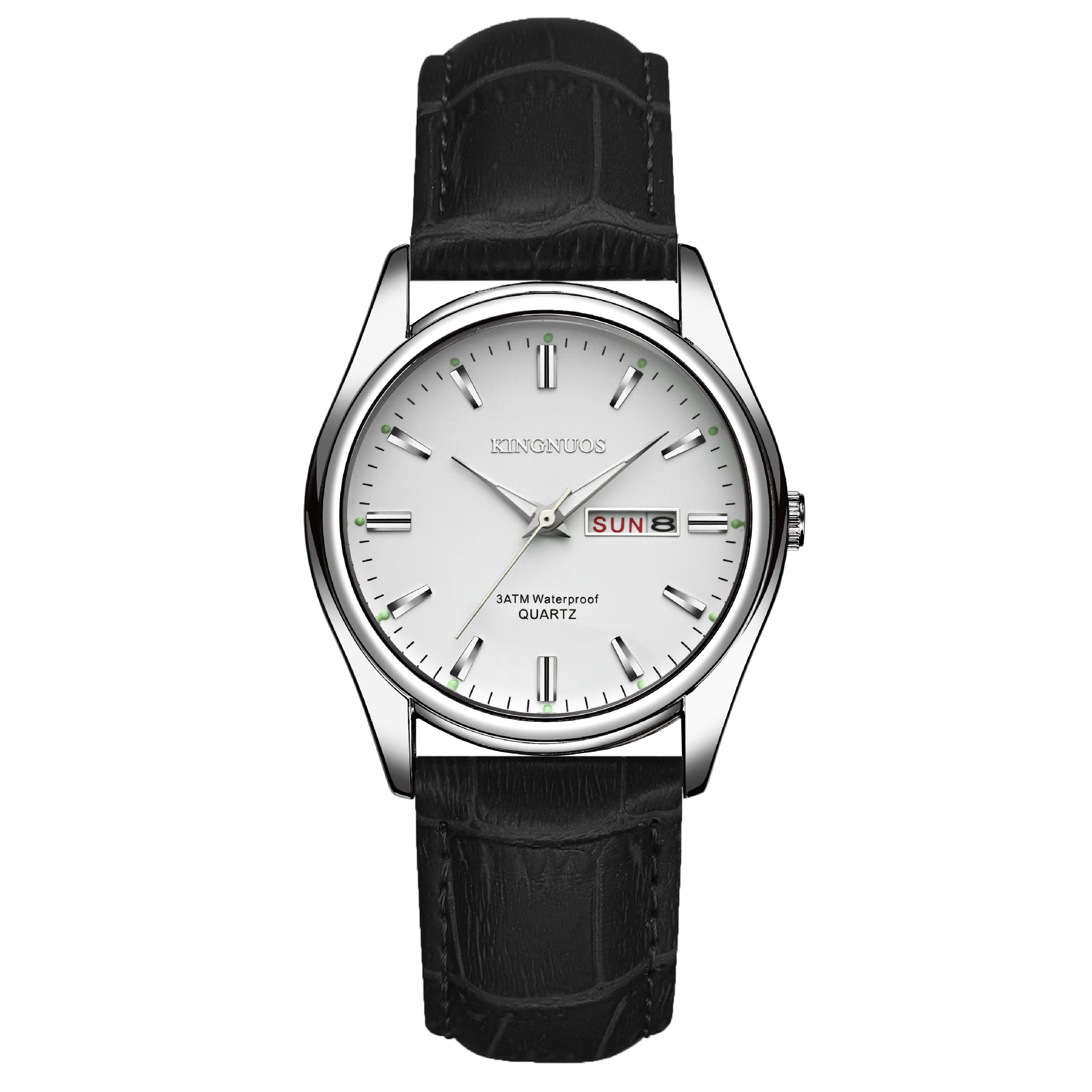 Men's Black Belt White Plate