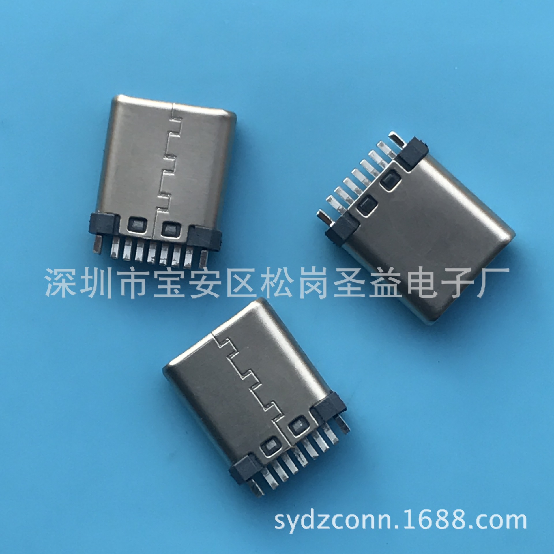 简易7P短体铆合TYPE-C 3.1公头 超短14P夹板L=9.0mm带接地/地线脚