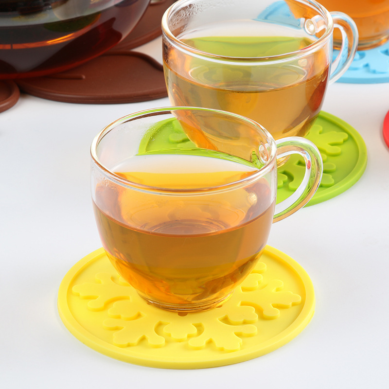 Montaña de silicona 9cm almohadilla de aislamiento redondo de alta temperatura resistente antideslizante Hotel de goma suave posavasos Logotipo de impresión de regalo