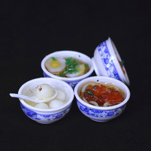 仿真食物挂件3cm碗面中国风青花瓷碗吃货美食小礼品国潮可爱饰品