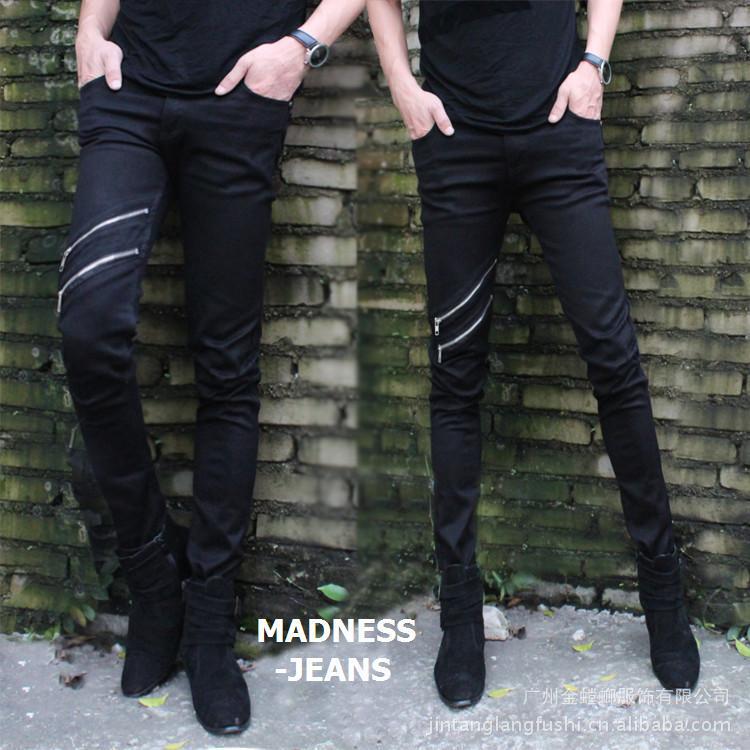 Dropshipping Agent Denim New Trendy Men's Zipper Black Pencil Jeans Wholesale Slim Denim