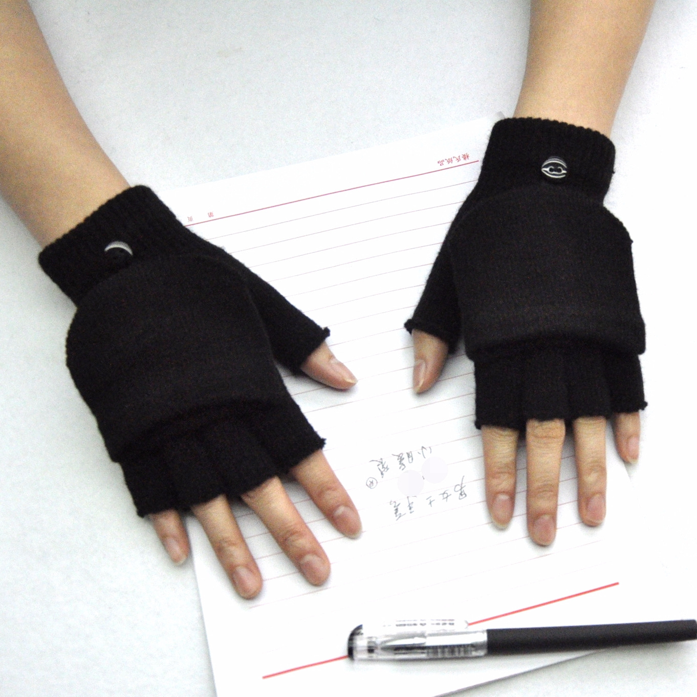 Adulto invierno a prueba de frío caliente Flip medio dedo guantes estudiante escritura antideslizante medio dedo expuestos guantes de punto