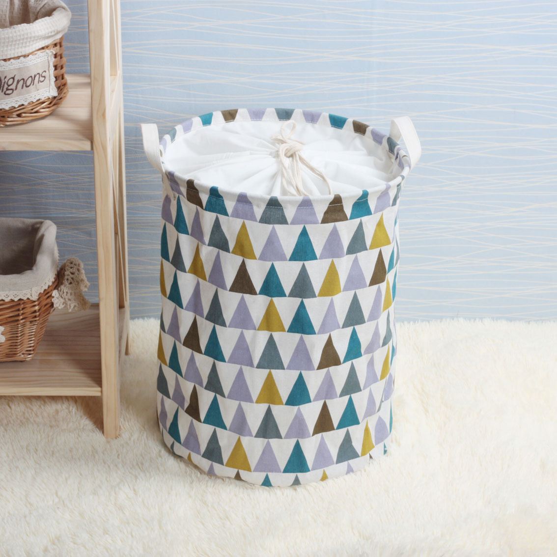 Customized New Fabric Storage Bag, Round Bucket, Dirty Clothes Basket, Laundry Basket, Kidsren's Toys, Foldableable Storage Basket, Storage Basket