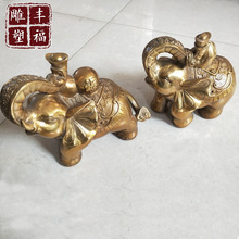 纯铜大象摆件一对铜象吸水象店铺酒店客厅开业工艺礼铜大象雕塑