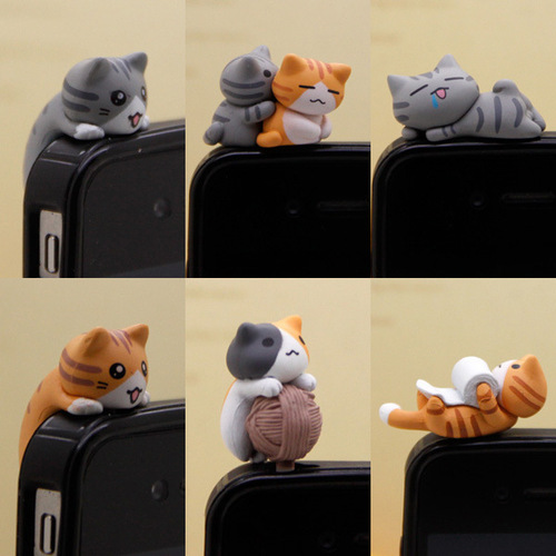 Super Cute Jiajia Cat 3.5mm Headphone Jack Cartoon Mobile Phone Dust Plug Wholesale Popular Mobile Phone Accessories