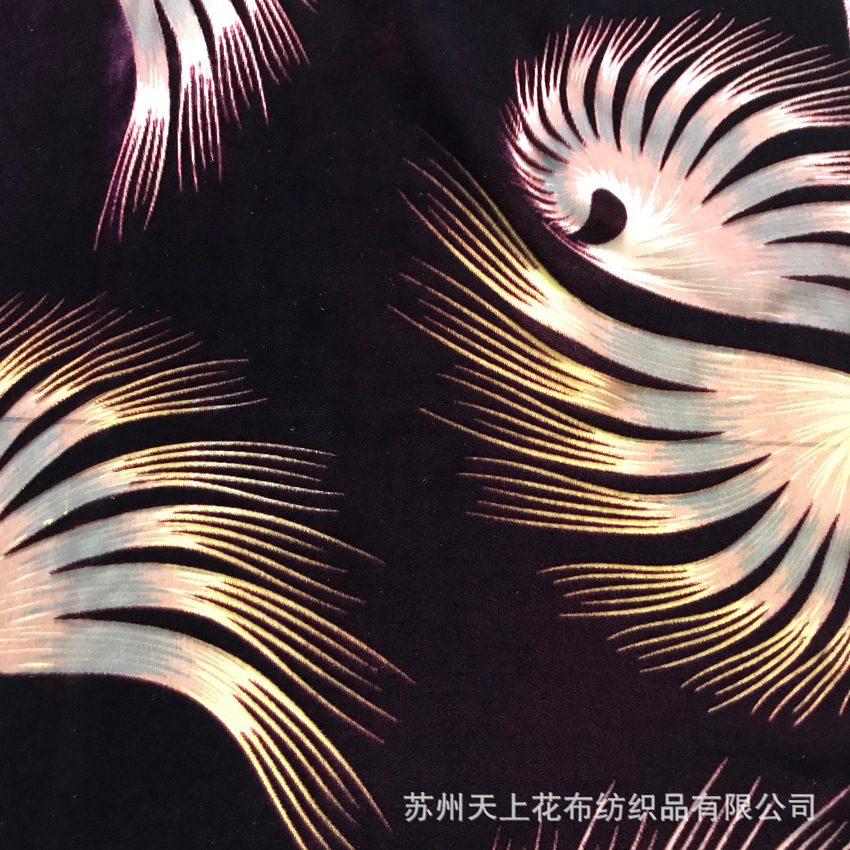 长期供应丝绒服装面料锦绒烂花绡烧花绒印花布保质保量交货及时