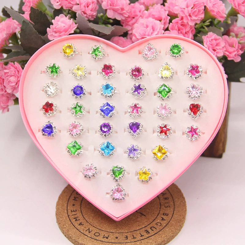Детское модное кольцо в форме сердца с gem