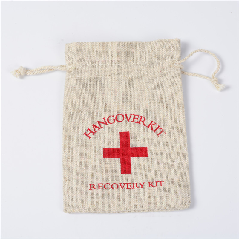 红十字宿醉工具包 棉麻布急救包装 派对醒酒袋礼品包装袋厂家批发