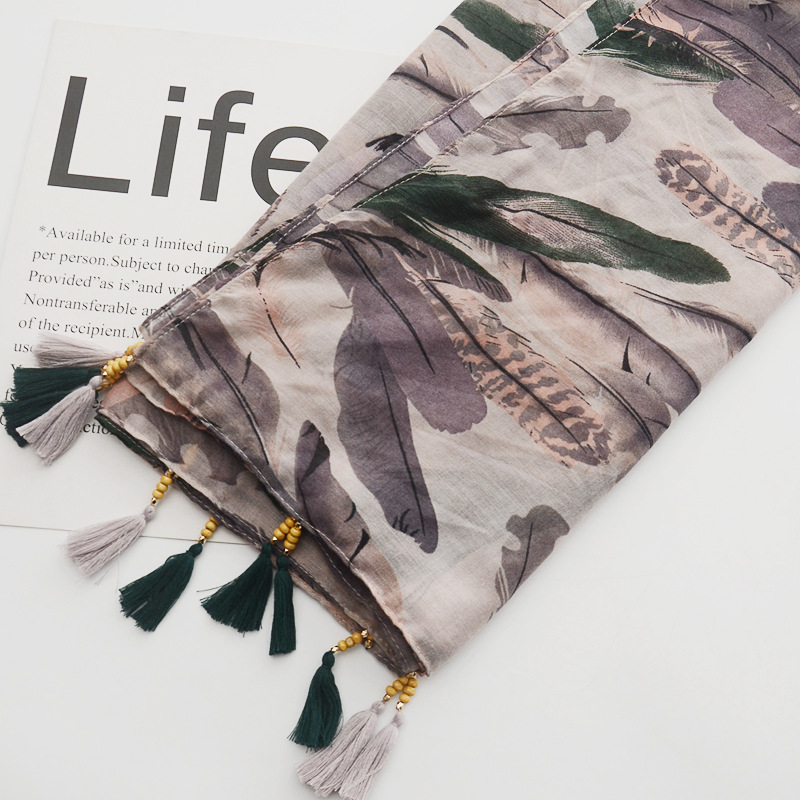 Nuevo hecho a mano de madera borla retro artístico estilo étnico Totem algodón y lino bufanda playa bufanda protector solar toalla