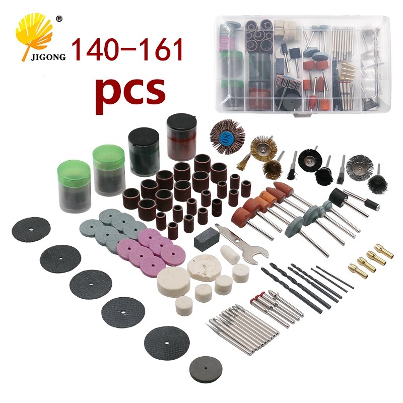 批发140-161电磨附件套装 打磨头树脂切割片砂纸圈毛刷雕刻铣刀抛