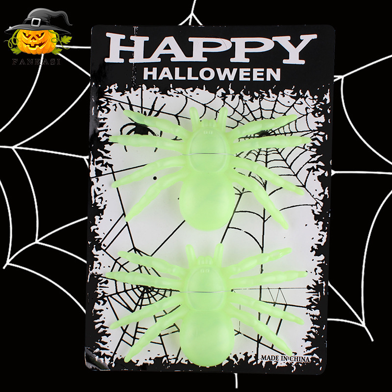Halloween 2PCs luminous Spider simulation Spider 10.5 * 16CM party carnival venue layout trick scary