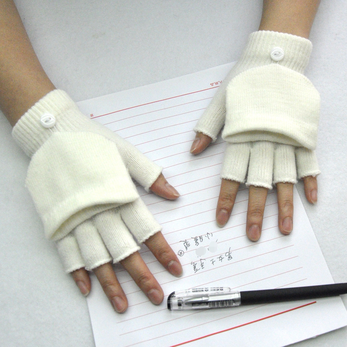 Adulto invierno a prueba de frío caliente Flip medio dedo guantes estudiante escritura antideslizante medio dedo expuestos guantes de punto