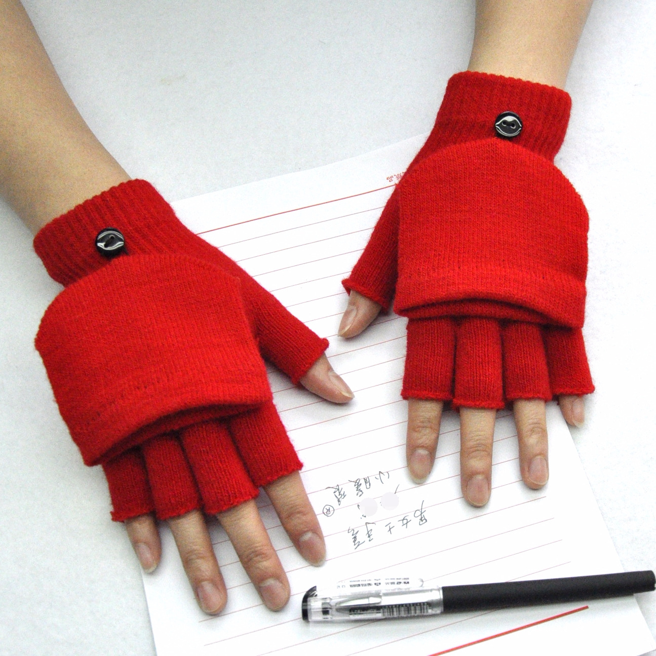 Adulto invierno a prueba de frío caliente Flip medio dedo guantes estudiante escritura antideslizante medio dedo expuestos guantes de punto