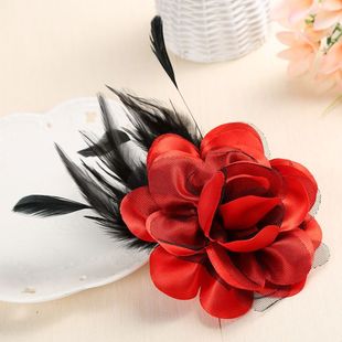 Opening Celebration Annual Meeting Gold Store Beauty Salon Counter Feather Corsage Handmade Flower Brooch Clothing Accessories Small Version