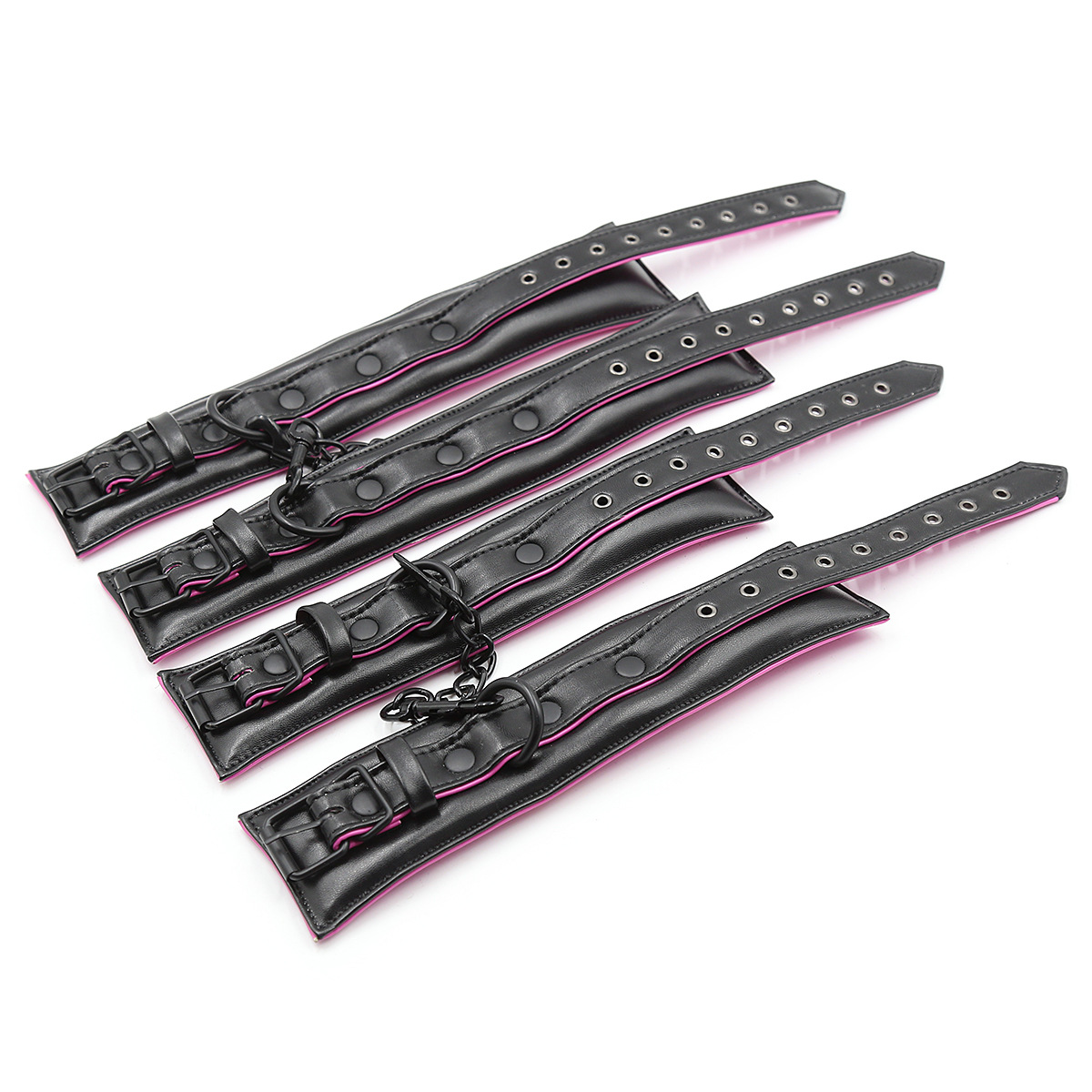 Suministro directo de fábrica al por mayor sexy productos adultos del sexo cuero pu esponja suave esposas tobillo cuff collar perro cadena