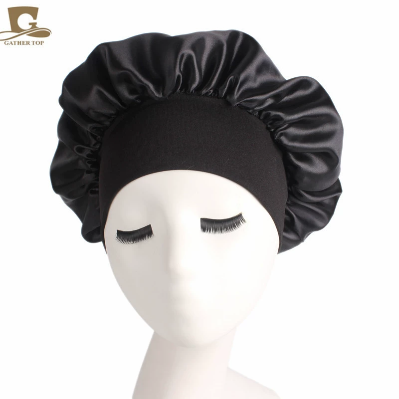 Sleeping Hat TJM-301 — Wide-Edge High-Elastic Ladies Hair Care Cap, Satin-Look, 56–58 cm