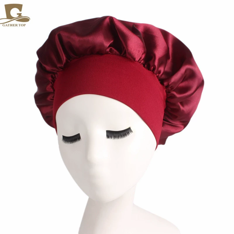 Sleeping Hat TJM-301 — Wide-Edge High-Elastic Ladies Hair Care Cap, Satin-Look, 56–58 cm