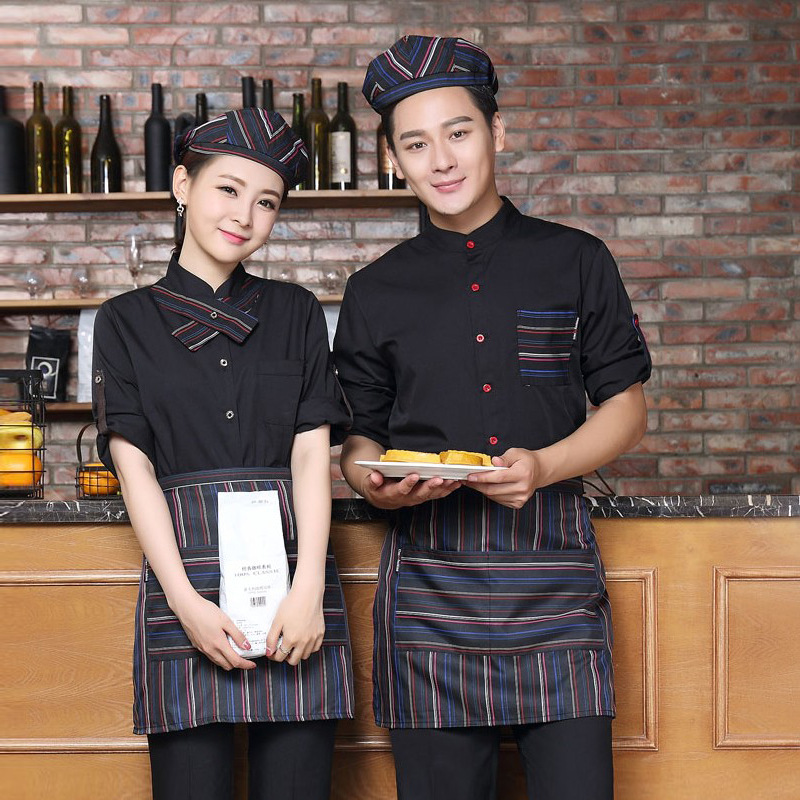 Tema occidental restaurante café hombres y mujeres ropa de trabajo Otoño e Invierno pastel hornear panadería camarero ropa de trabajo manga larga