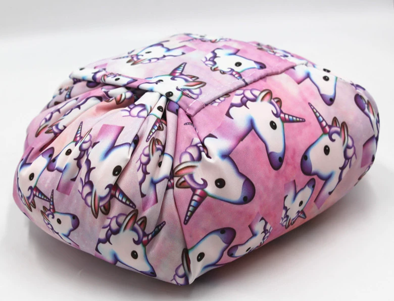 Storage system, capacious handheld organizer bag, cosmetic bag for traveling, drawstring