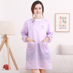 Summer Korean fashion apron cleaning kitchen long-sleeved waterproof apron apron smock women's work clothes wholesale
