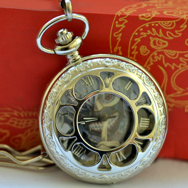 Big quartz pocket watch, silver necklace, wholesale