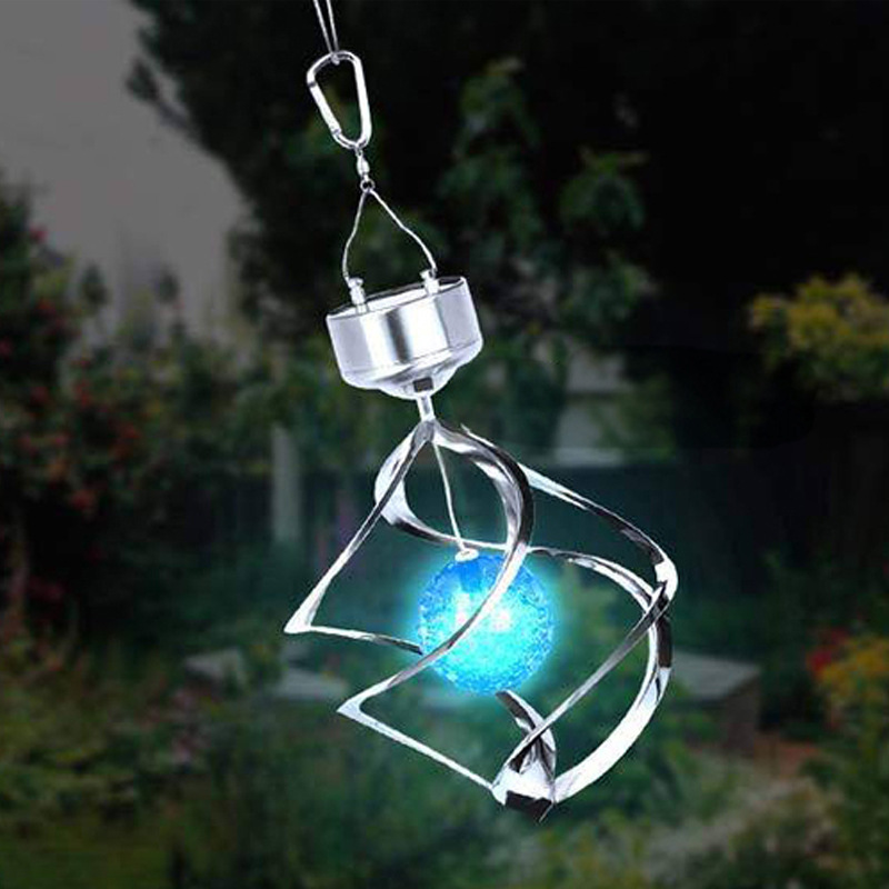 Solar wind turn light solar wind Bell light home solar gift light Villa courtyard lighting RGB chandelier