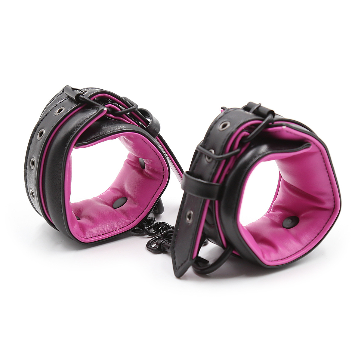 Suministro directo de fábrica al por mayor sexy productos adultos del sexo cuero pu esponja suave esposas tobillo cuff collar perro cadena