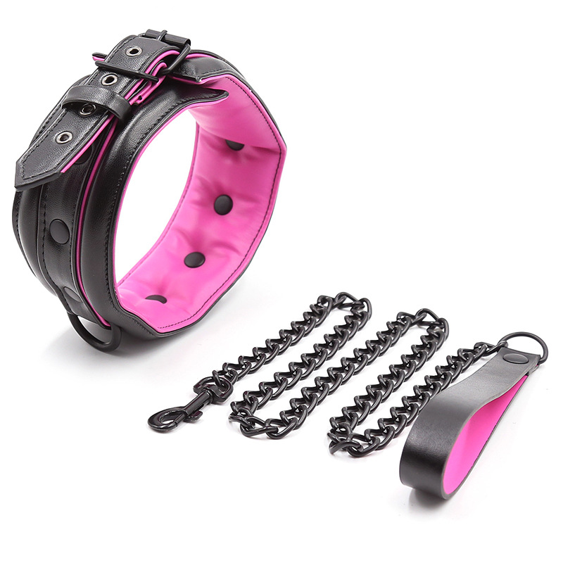 Suministro directo de fábrica al por mayor sexy productos adultos del sexo cuero pu esponja suave esposas tobillo cuff collar perro cadena
