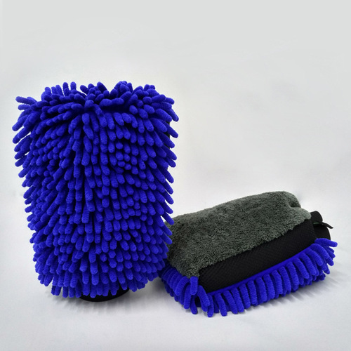 Double-sided long hair coral velvet waterproof car wash gloves tools chenille car wipe gloves rags car cleaning supplies