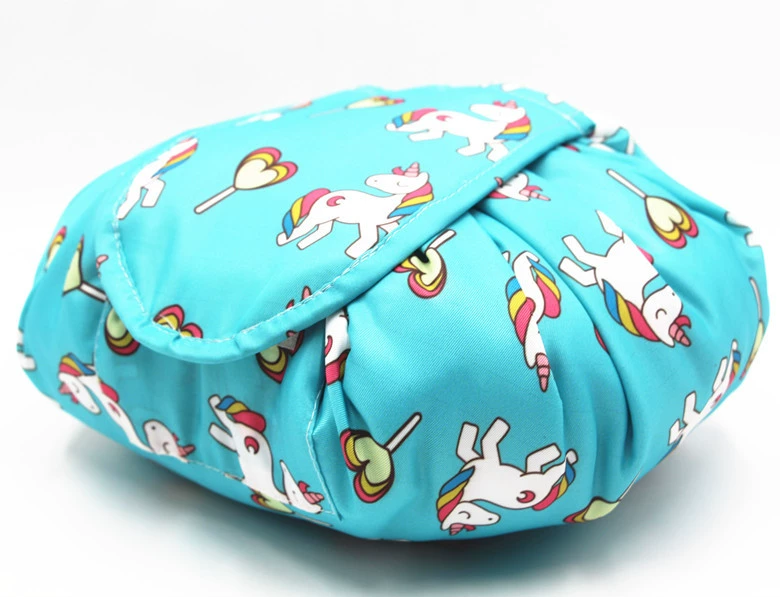 Storage system, capacious handheld organizer bag, cosmetic bag for traveling, drawstring