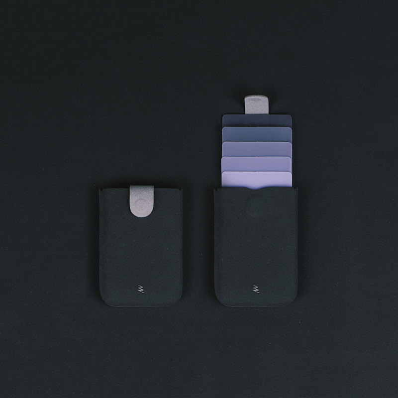 Card Draw Wallet (DAX v2) — cascading pull card holder, ultra-thin gradient multi-card organizer