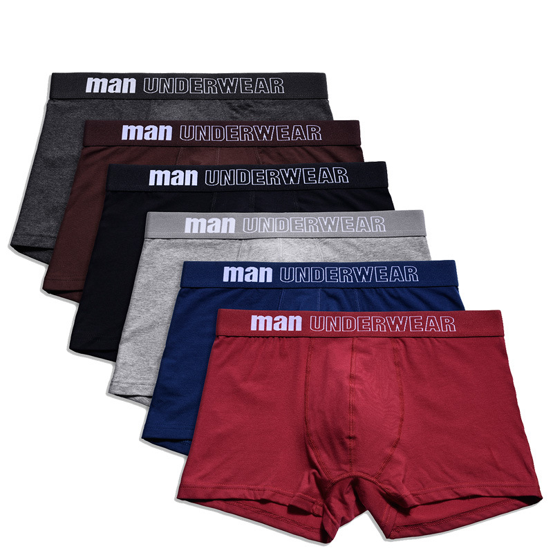 European and American Men's Underwear Pure Cotton Comfortable U-Convex Mid-Waist Large Size Boxer Briefs Loose Breathable Boxer Briefs Underwear