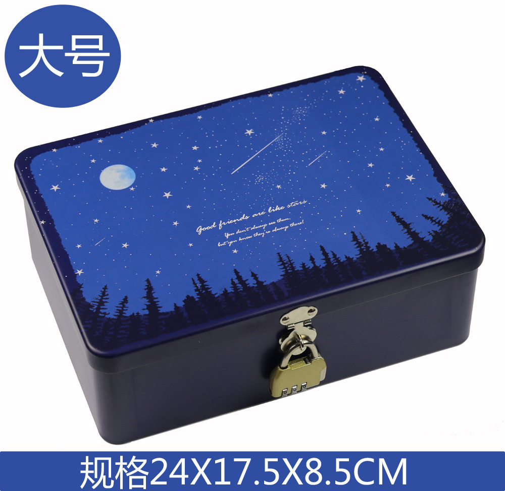 Fábrica en stock al por mayor caja de hojalata rectangular con cerradura de metal grande vintage caja de almacenamiento embalaje de regalo image 10