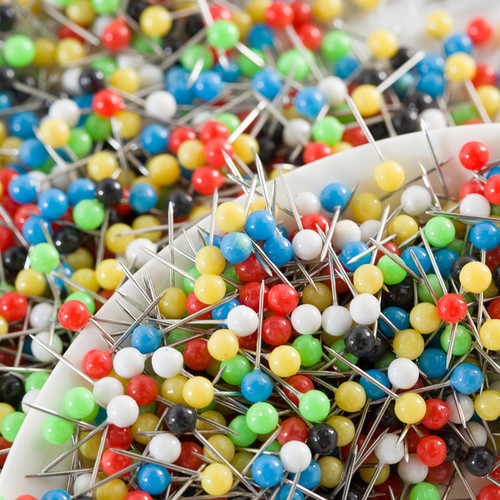 Manufacturer Supply Colorful Pearl Headpin Thread Set Fishing Tackle Pin 4mm Bead Pin Fixing Map Stainless Steel Pin