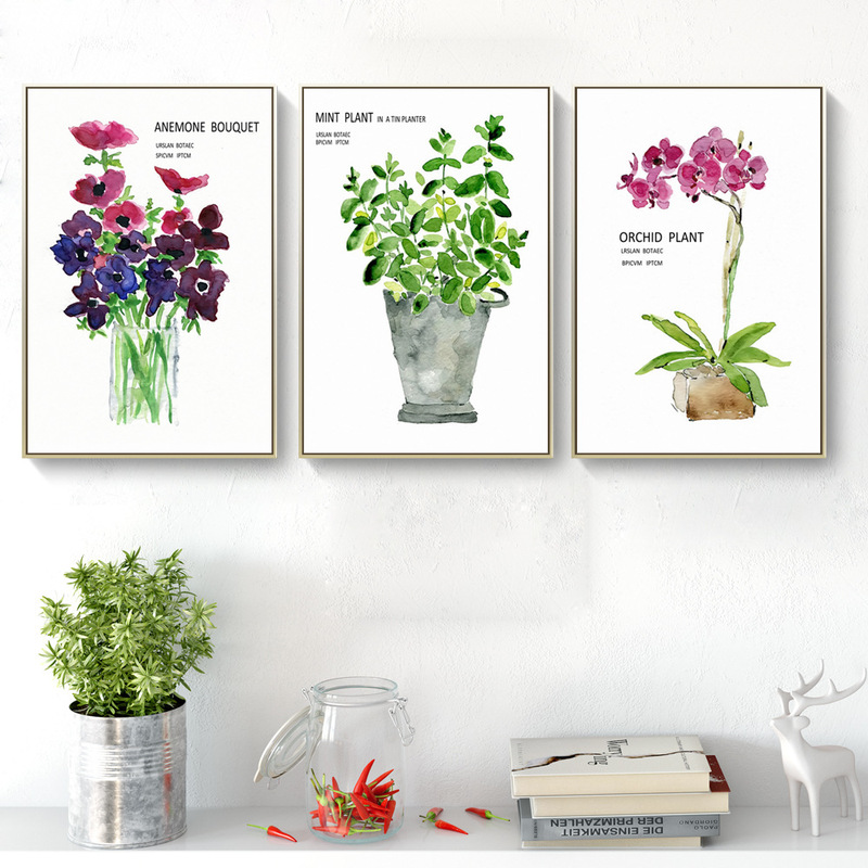 Living Room Decorative Painting Nordic Fresh Watercolor Flowers Green Planting Hotel Apartment Homestay Home Decoration Hanging Painting Cross-border Frameless Painting Living Room Decorative Painting Nordic Fresh Watercolor Flowers Green Planting Hotel Apartment Homestay Home Decoration Hanging Painting Cross-border Frameless Painting