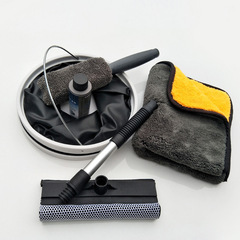 10 pieces of car cleaning set including wiping cloths, washing gloves, folding bucket, polishing towels, washing sponges, and wheel brushes