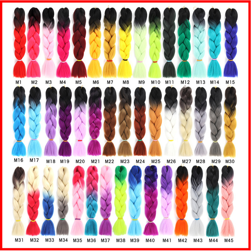 New dyed wig braid double color gradient chemical fiber big braid jumbo braid hair high temperature silk dirty braid