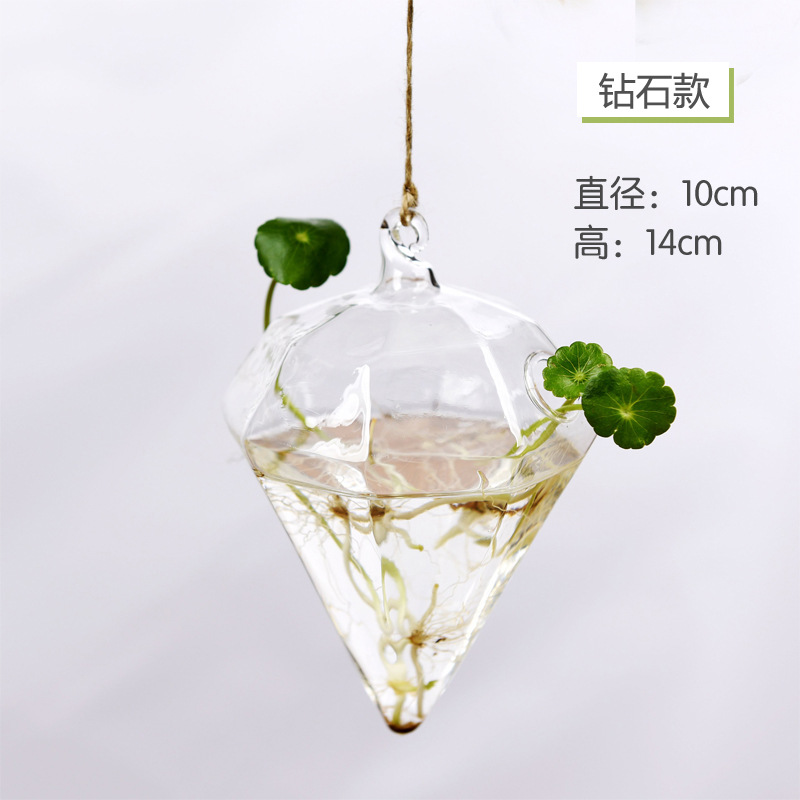 Creativo colgante de vidrio transparente florero simple hidropónico pequeña botella colgante de jardinería interior decoración del hogar botella de ventas directas de la fábrica