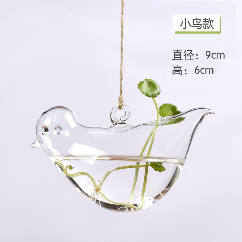 Creativo colgante de vidrio transparente florero simple hidropónico pequeña botella colgante de jardinería interior decoración del hogar botella de ventas directas de la fábrica