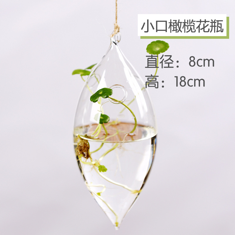 Creativo colgante de vidrio transparente florero simple hidropónico pequeña botella colgante de jardinería interior decoración del hogar botella de ventas directas de la fábrica