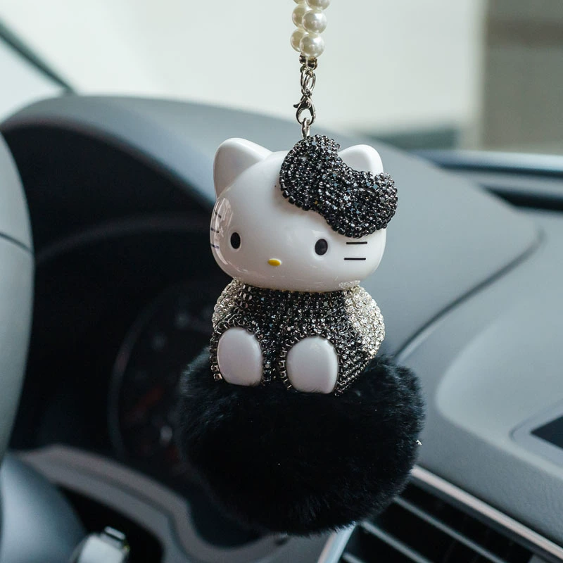 К tattoo? Actually translation: Katie car pendant hair ball cat inlaid diamonds KT ornament car interior pendant interior supplies car net red DIY