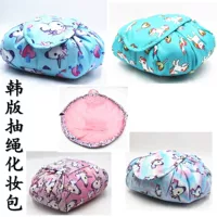 Storage system, capacious handheld organizer bag, cosmetic bag for traveling, drawstring