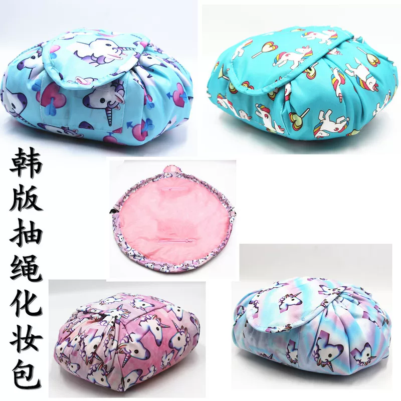 Storage system, capacious handheld organizer bag, cosmetic bag for traveling, drawstring