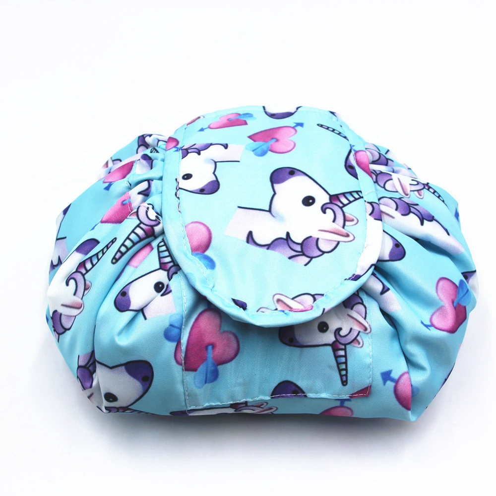 Storage system, capacious handheld organizer bag, cosmetic bag for traveling, drawstring