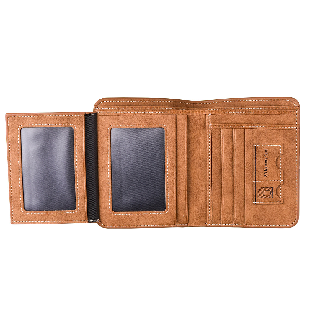 Cartera de hombre europea y americana de cuero mate corto bolsa de dólar de EE. UU. retro tríptico billetera vertical multi-tarjeta de comercio electrónico transfronterizo